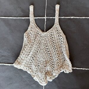 Crochet Cream Beach / Swim Cover Up Tank Top